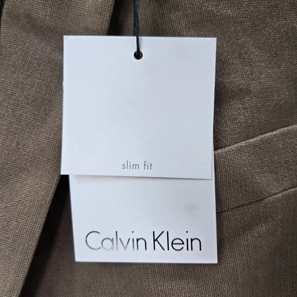Calvin Klein Men Suit 44‎ Brown Blazer Two Button Slim Fit Pockets NWT